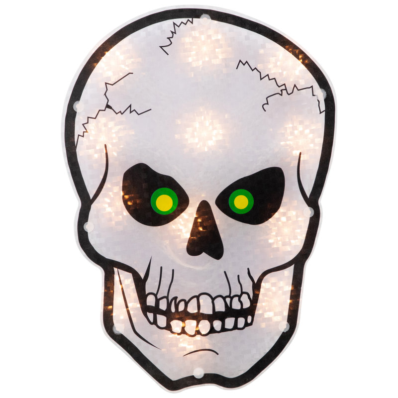 Présentoir à crâne holographique Halloween pour fenêtre