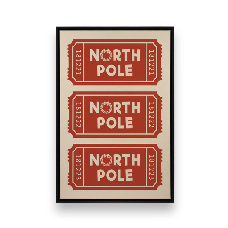 «Santa's Boarding Pass», reproduction d'art sur toile, H 18,75 po x l 12,75 po, Noir satiné