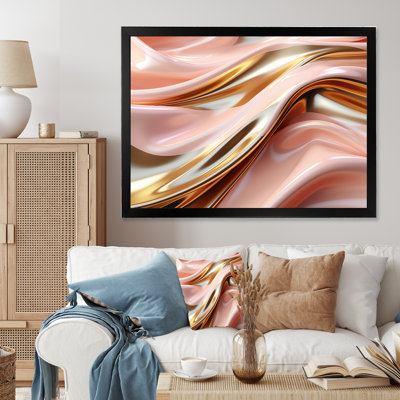 Pink And Gold Liquid Glam Wave - Abstract Shapes Wall Art Prints