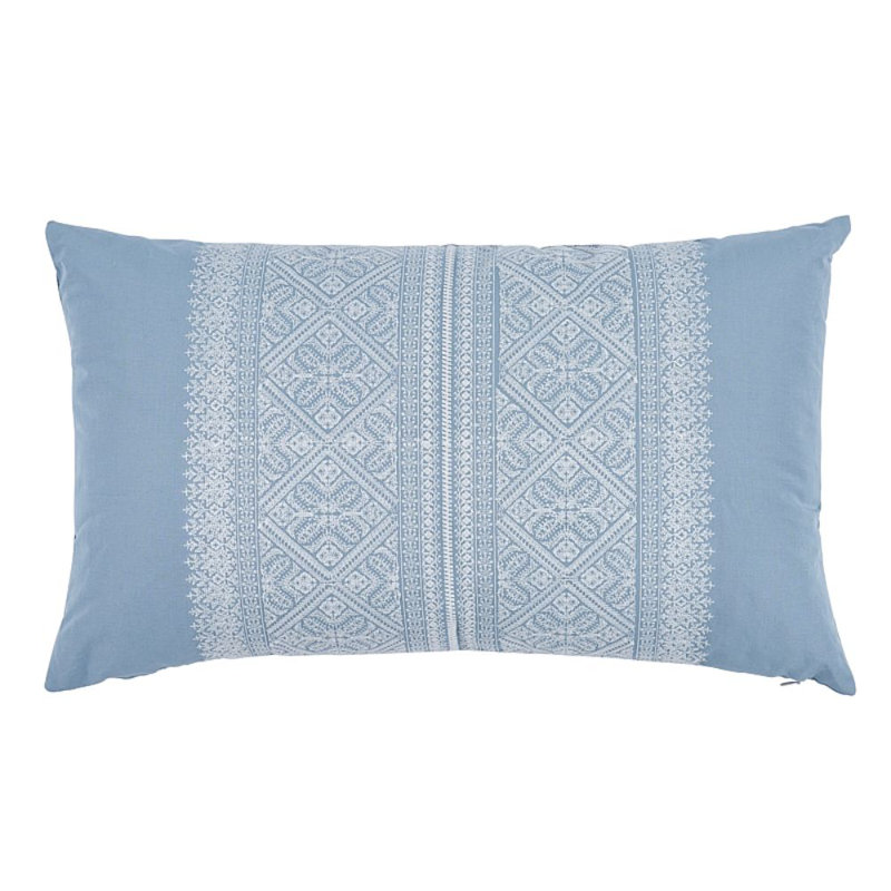 Toledo Embroidery Pillow, 15" x 26", Chambray/White