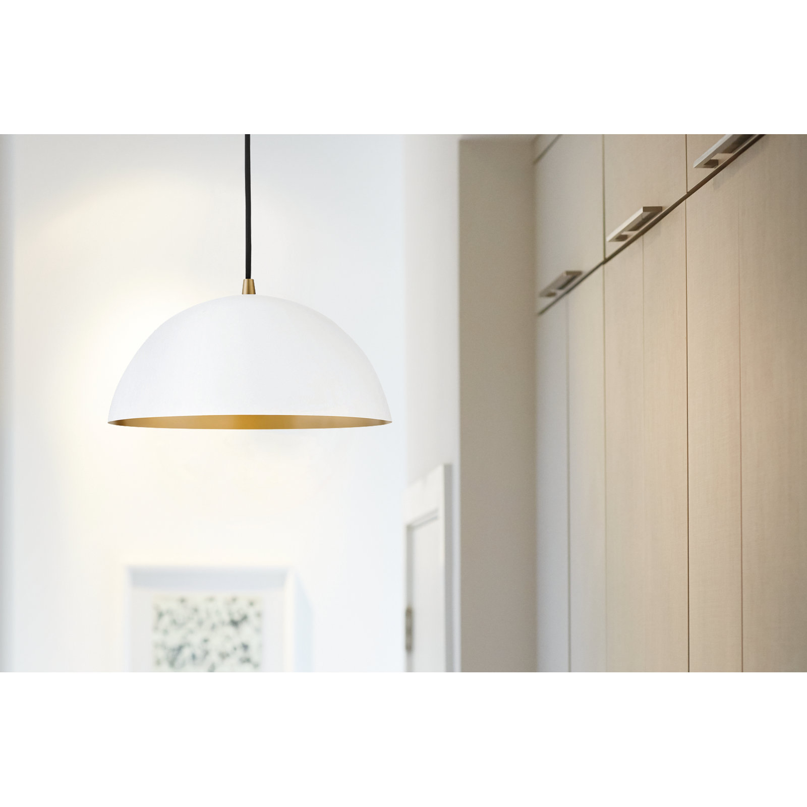 Carsley Single Light Metal Dimmable Pendant, Matte White