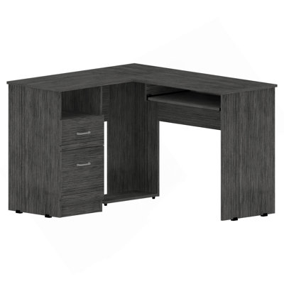 Raleigh L-Shaped Desk, Two Drawers, One Shelf, CPU Storage