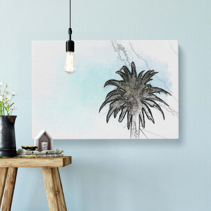 Lone Palm Tree in Abstract - Wrapped Canvas Graphic Art Print, 60cm H x 91cm W x 3cm D