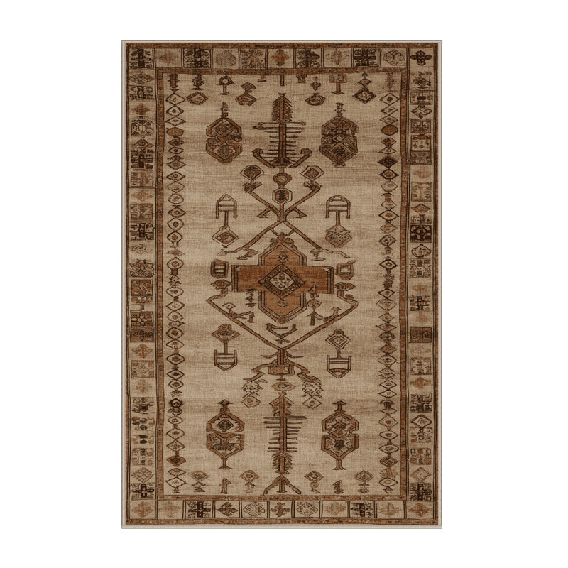 Tapis turc beige lavable à la machine, Rectangulaire 3 pi x 5 pi