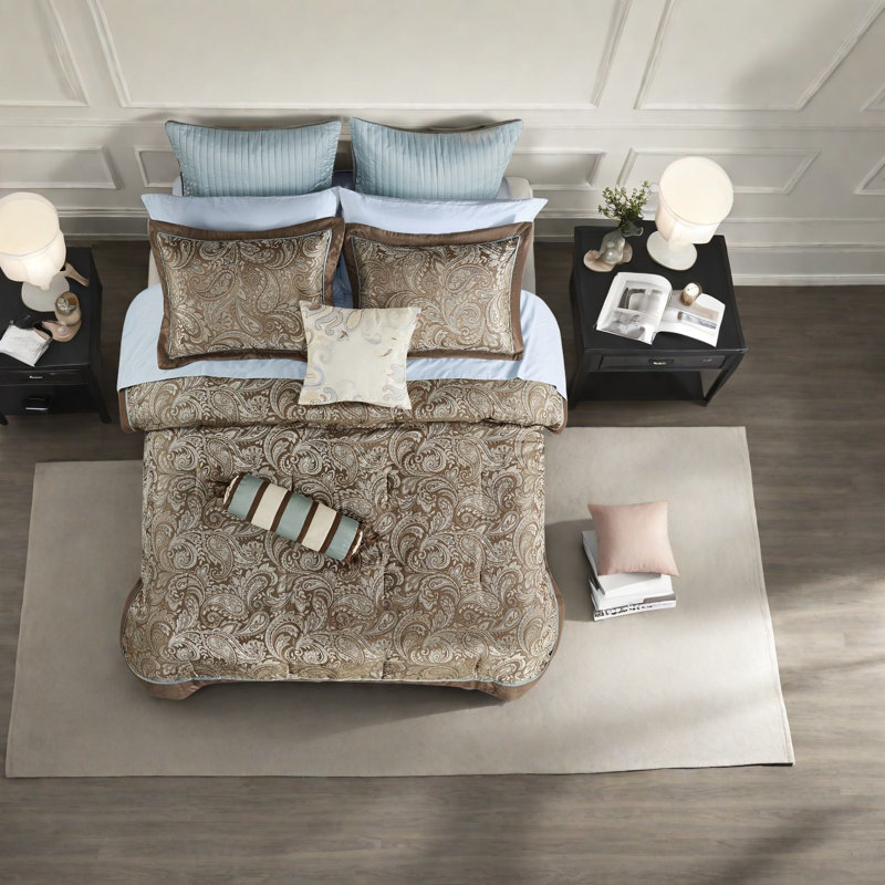 Ensemble de literie luxueux en coton à motif cachemire moderne pour la maison
