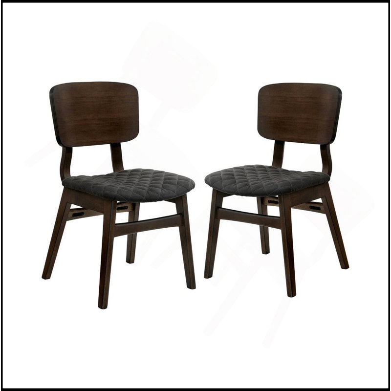 Ensemble de 2 chaises d'appoint de style Mid-Century en bois massif à finition noyer