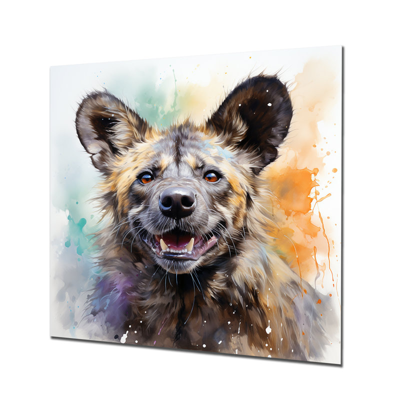 Art africain africain, brun et vert, chasse aux hyènes, H 16 po x l 16 po x P 1 po