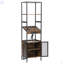 Armoire de rangement avec tablettes ouvertes et supports pour sèche-cheveux