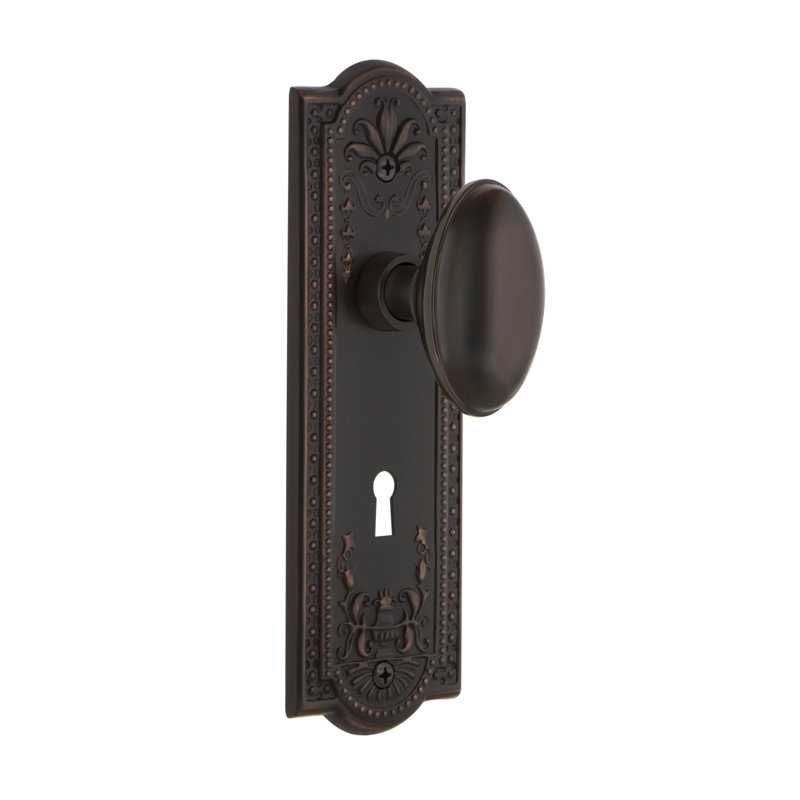 Meadows Plate with Decorative Keyhole and Homestead Door Knob, Timeless Bronze, 2-3/8"