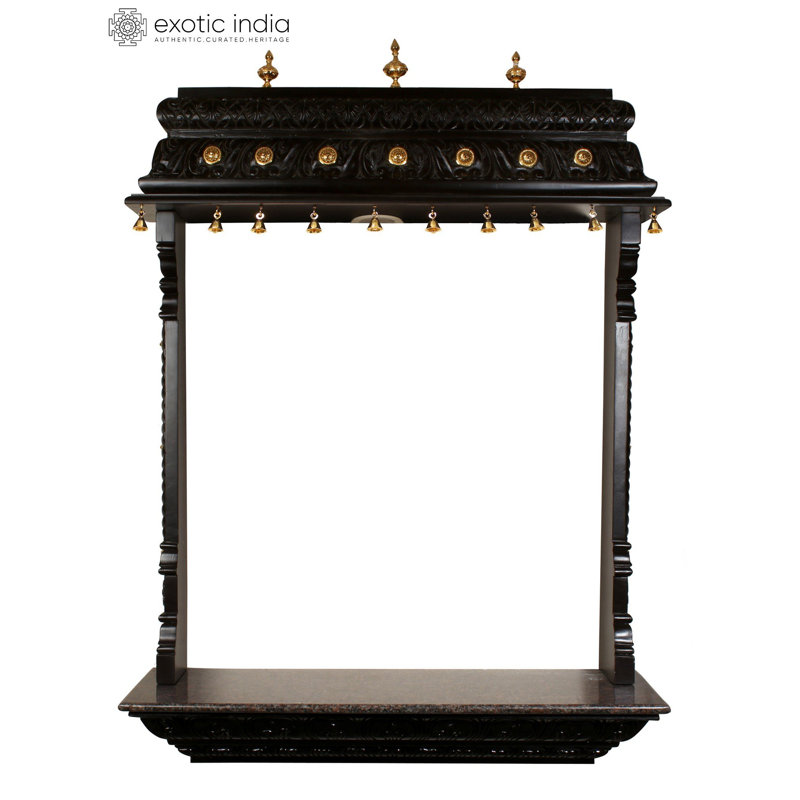 Temple de designer en bois de 50 po avec clochettes en laiton | Avec ampoule intégrée | Fixation murale