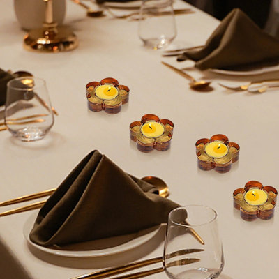 Ensemble de 4 bougeoirs en verre ambré, parfaits pour la décoration de table, de mariage, de fête et de fêtes