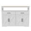 140cm Large Farmhouse Sideboard with X-Frame Design, 2 Drawers & 2-Door Cabinet, Scandinavian Kitchen Storage Console,  White & Oak