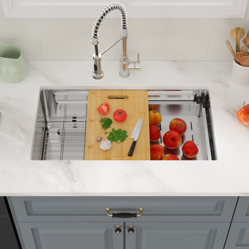 Évier de cuisine en acier inoxydable encastrable 33 po L 33 po