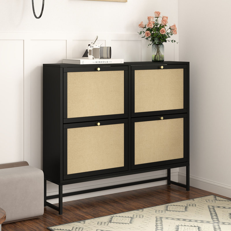 24 Pair Shoe Storage Cabinet, Black