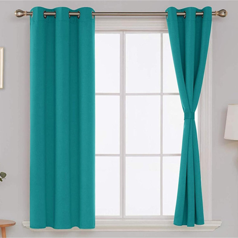Bix Solid Blackout Thermal Grommet Curtain Panels, Light Beige, 38" W x 72" L