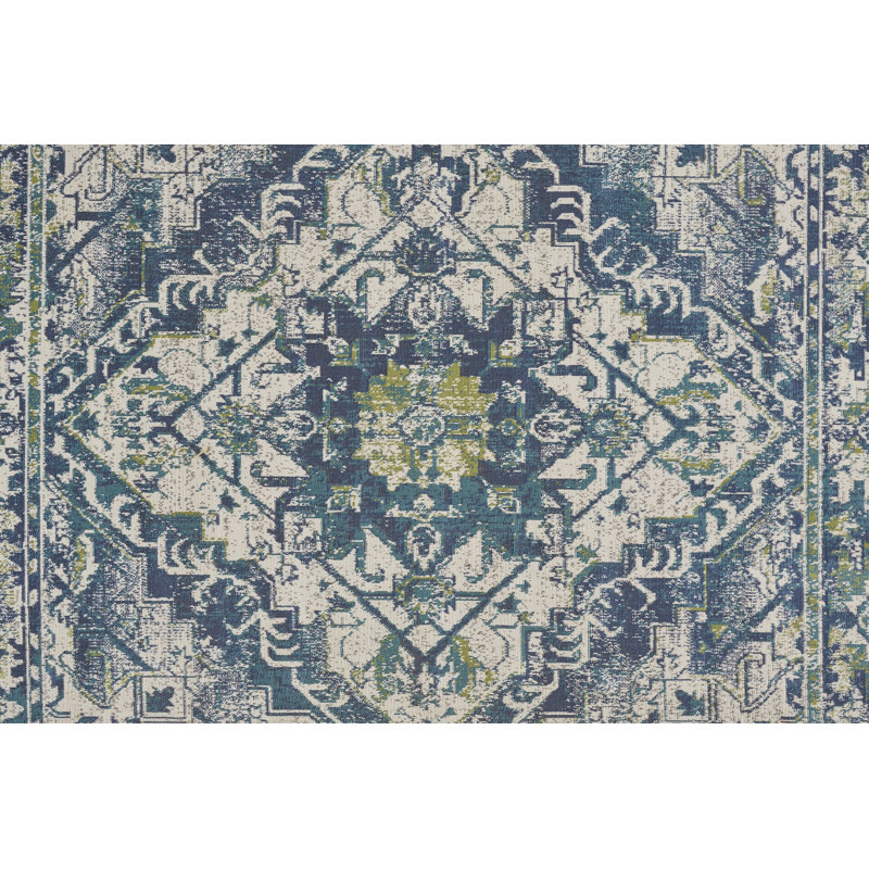 Tapis bleu sarcelle Cyanne, Rectangle 10 pi x 13 pi 2 po