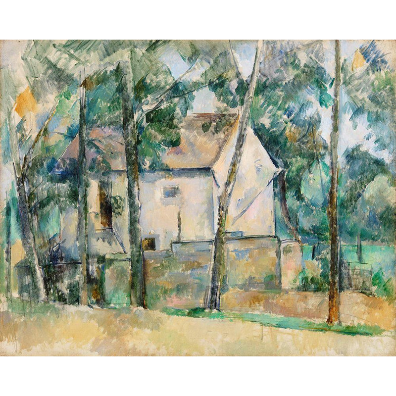 «Red Barrel Studio® Cezanne, Paul», art sur toile tendue sous le titre: Maison et arbres