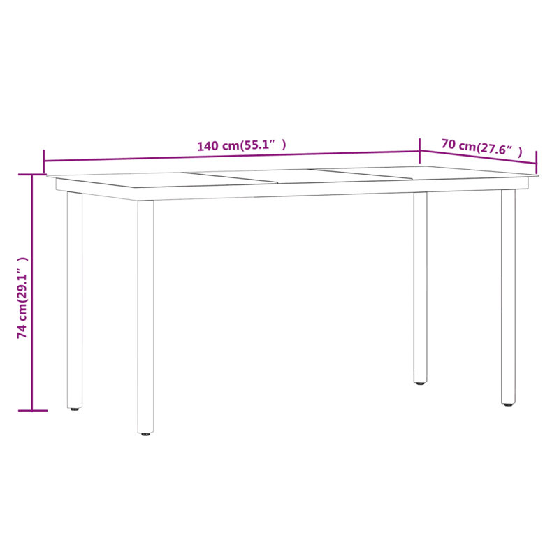 Grason 6 - Person Wicker Patio Dining Set with Rectangular Table, 74cm H x 140cm L x 70cm W