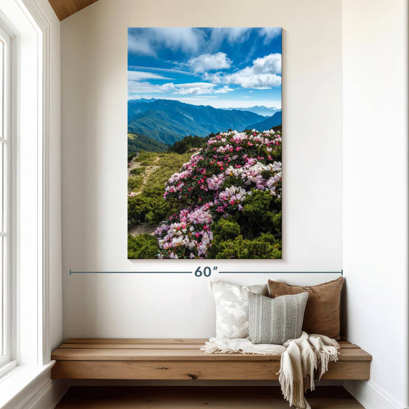 Scène de montagne Rhododendron, H 51 po x l 34 po