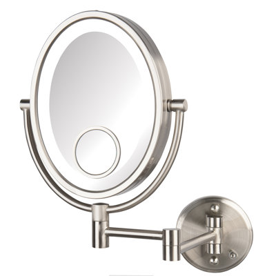 Ayerim 8" x 10" Lighted Wall Mount Magnified Makeup Mirror, Direct Wire