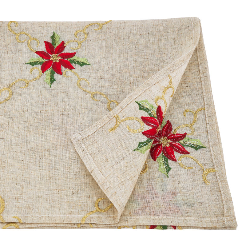 Jamarion Poinsettia Embroidery Table Runner