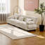 Canapé modulaire 3 places avec revêtement en chenille - Canapé modulaire à assise profonde pour salon, appartement ou bureau (café clair)-1707935500