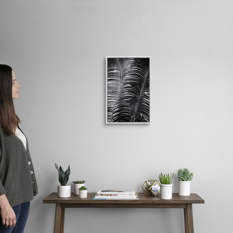 Art mural tropical III, H 20 po x l 14 po, Toile avec cadre blanc