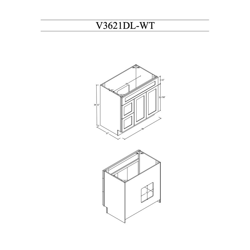 Disar 36'' Bathroom Vanity With Drawer Left Base Only, White