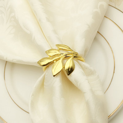 Leaves Napkin Ring Holder Metal Buckle Wedding Birthday Home Party Decoration