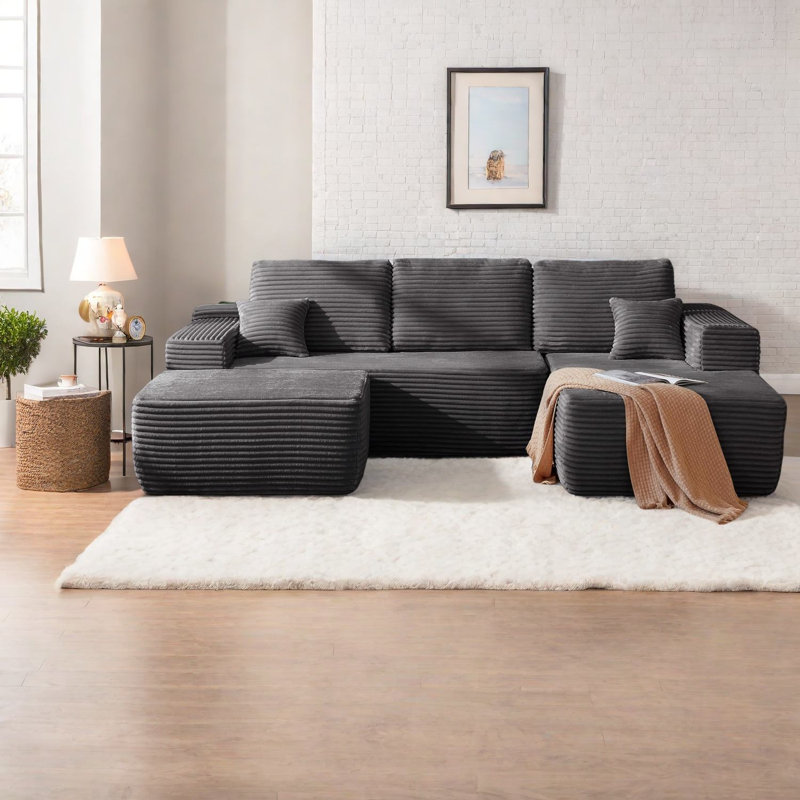 Canapé modulaire confortable en tissu moelleux de conception modulaire, parfait pour le salon