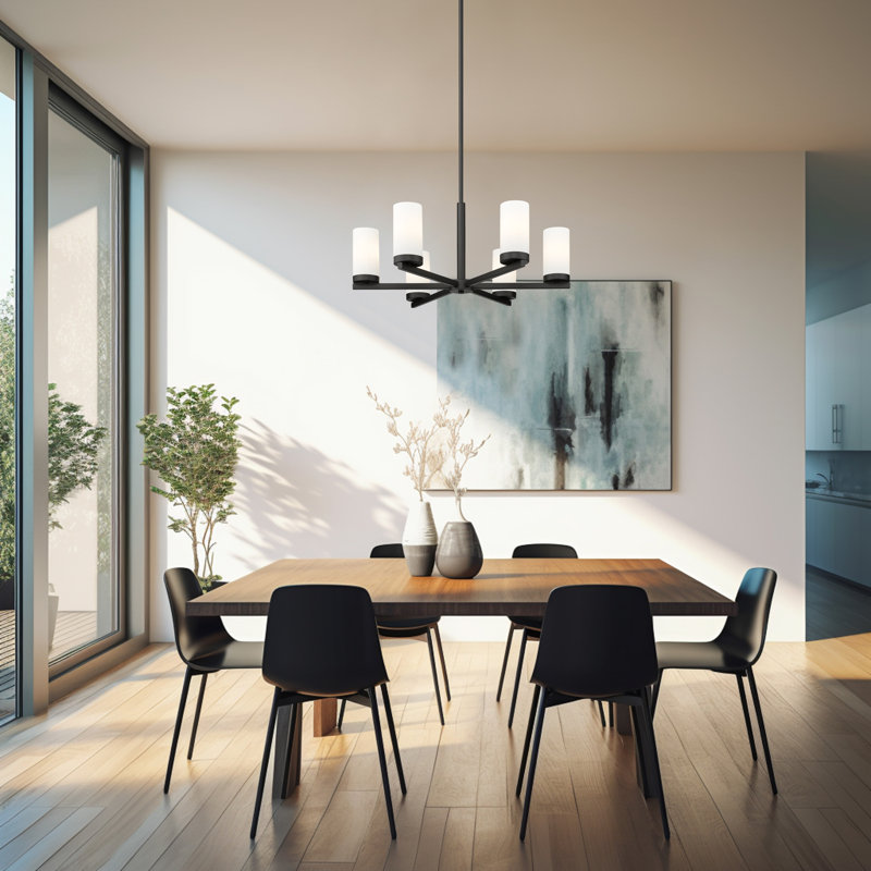 Lustre 6 lumières Layson, Noir mat