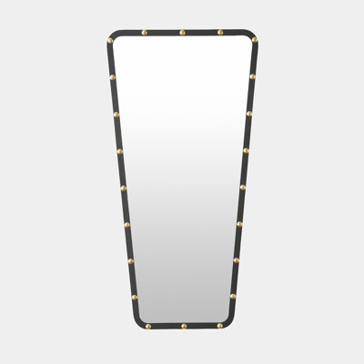 Miroir triangulaire irrégulier - noir avec clous dorés