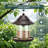 Outdoor Hanging Bird Feeder for Wild Birds, Small Metal Roof Bird Feeder with Clear Tube Seed Capacity for Viewing Cardinals and Finches, Garden and Yard Decoration