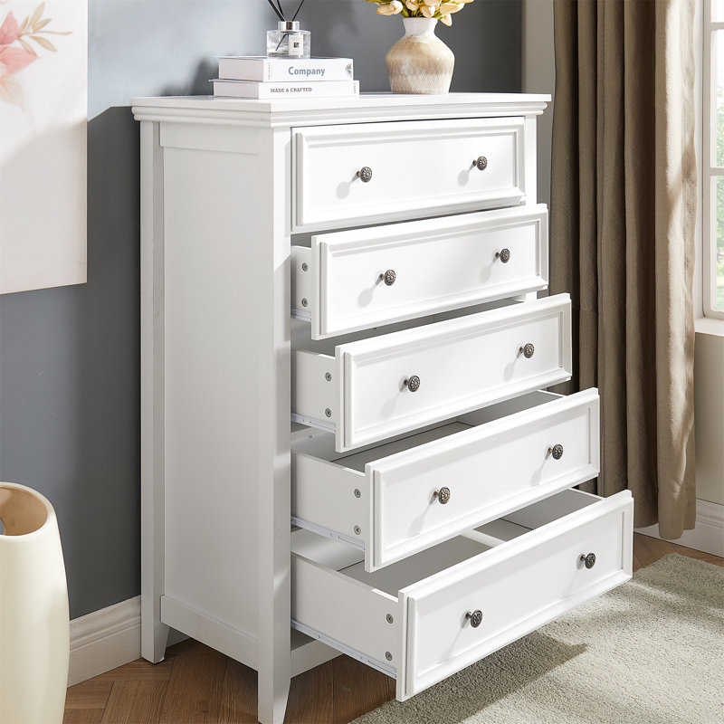 Commode 5 tiroirs Modern, Blanc