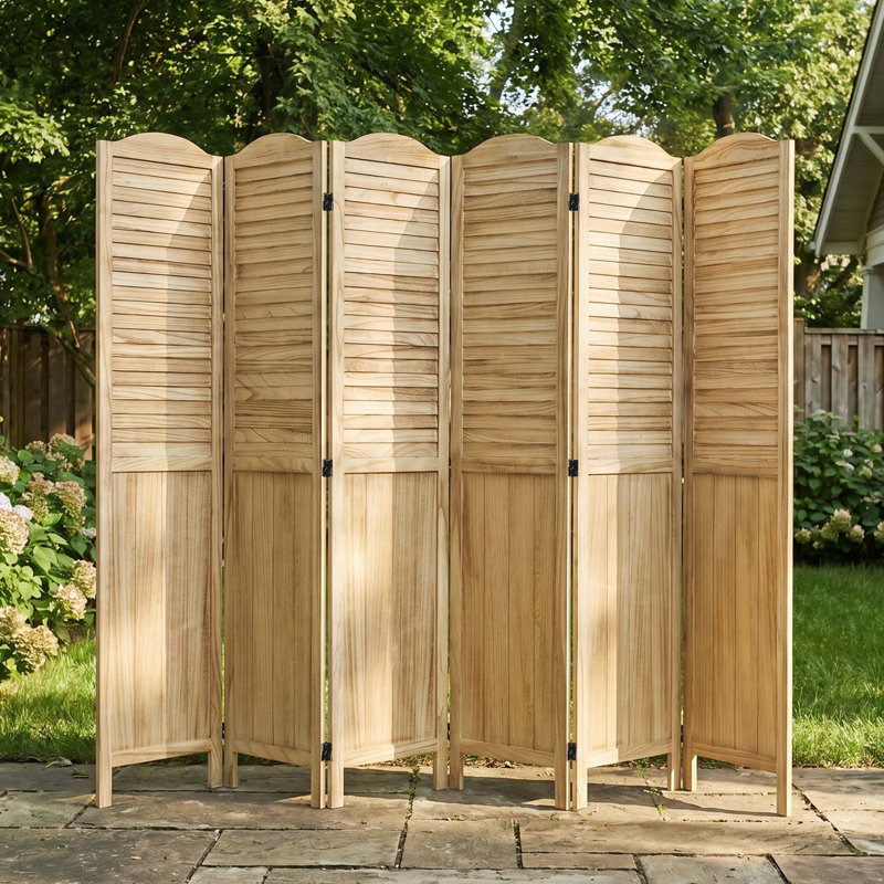 Paravent pliant en bois massif - Paravent, 6, Wood