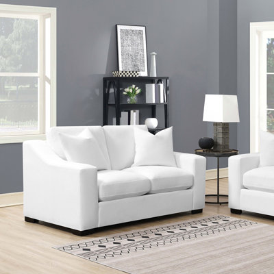 Eriny Upholstered Sloped Arm Loveseat White