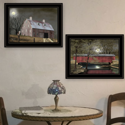 « Midnight Moon » par Billy Jacobs, ensemble de 2 reproductions d’art encadrées sur papier