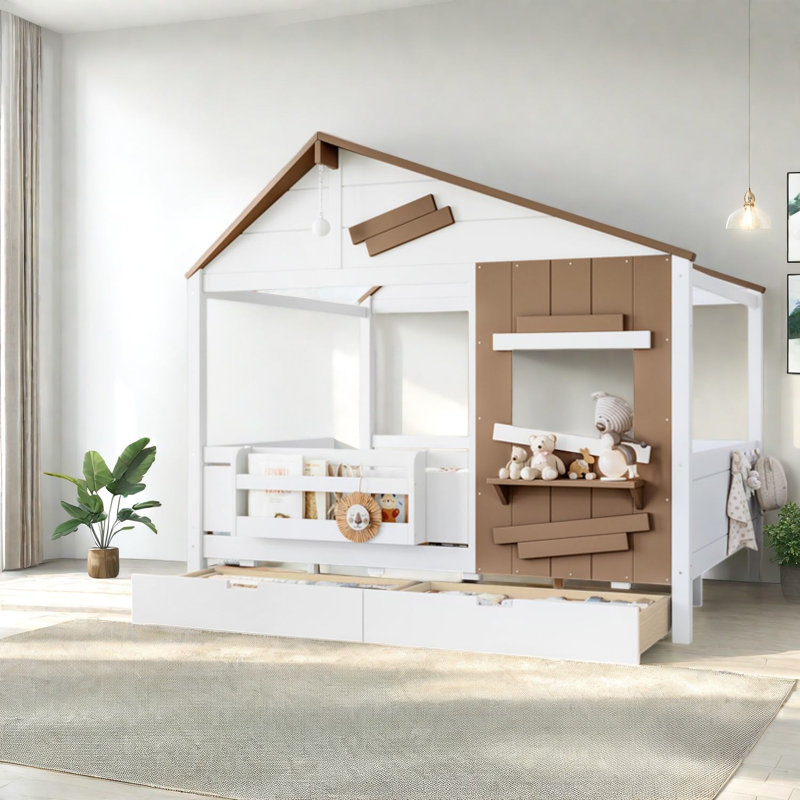 Lits avec rangement, entièrement en MDF bois, cabane de jardin de style ferme, maison pour enfants