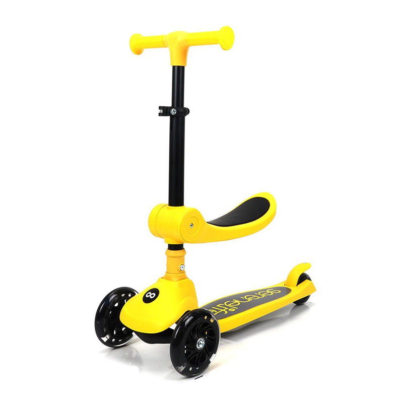 Scooter pliable à 3 roues pour enfants - Scooter jouet pour enfants avec lumières à DEL intégrées, siège pliable et technologie Lean-to-Steer manoeuvrable (jaune)