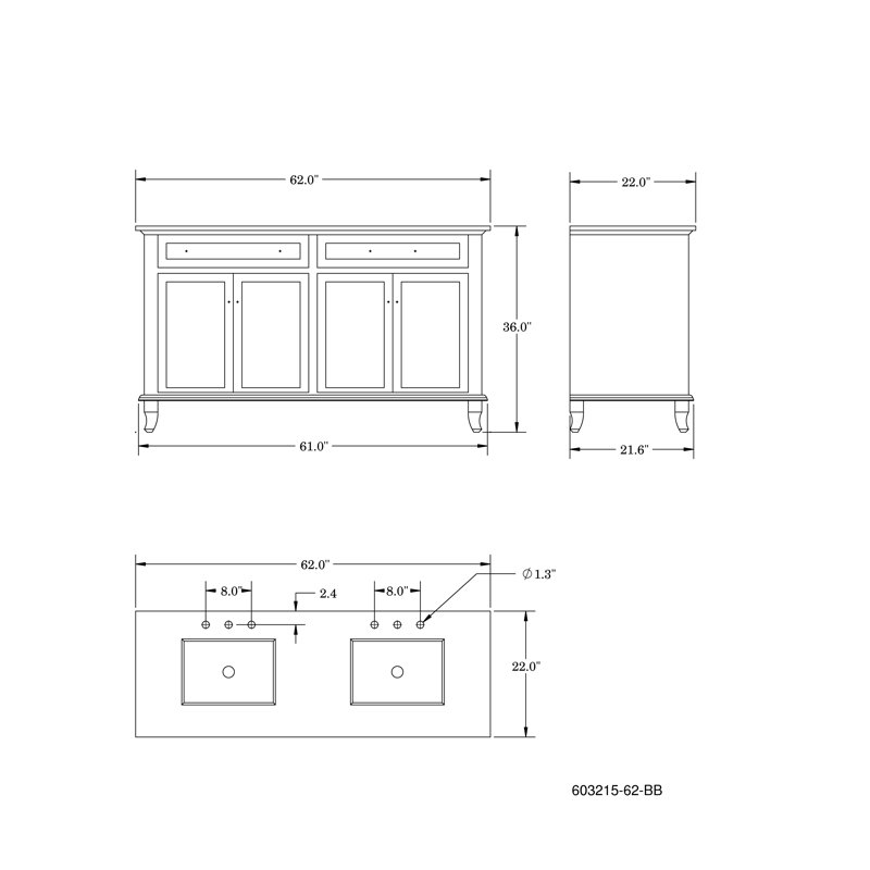Lombardi 62'' Double Bathroom Vanity with Top, Dark Mahogany, Black Galaxy