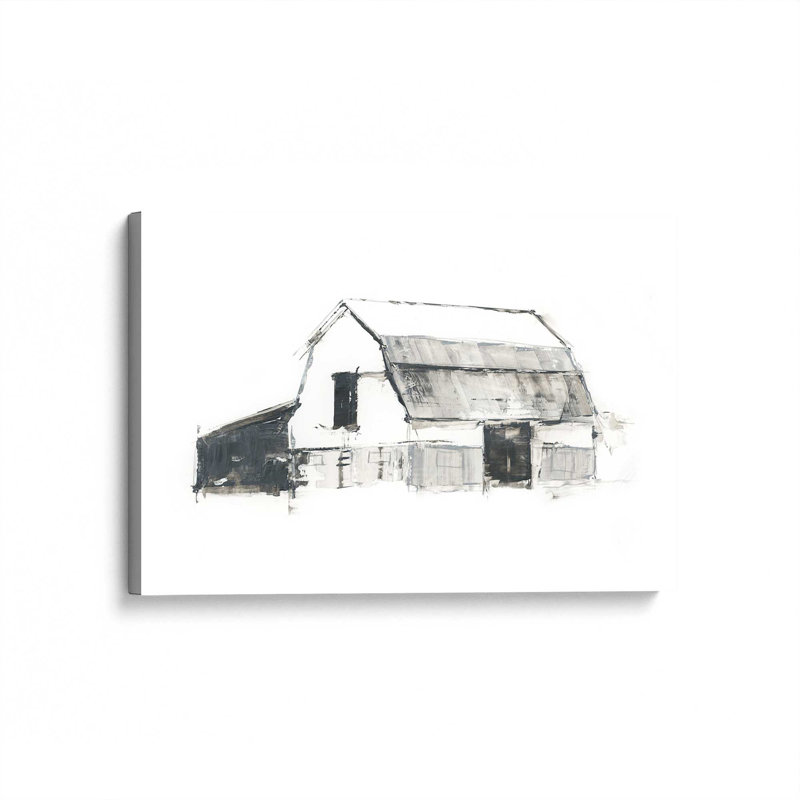 Grayscale Barn Study I by Ethan Harper Canvas Art Print, 18" H x 24" W, Wrapped Canvas, Does Not Apply