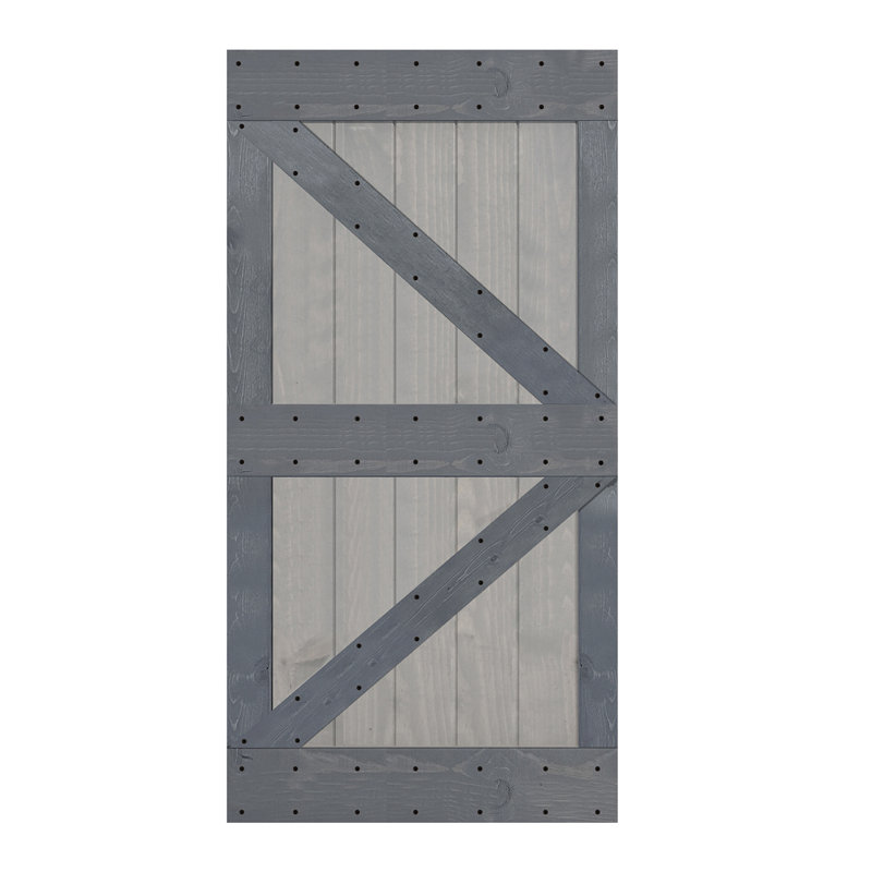 Porte de grange à panneaux peinte en bois sans quincaillerie d'installation - assemblage requis, 42 po x 84 po