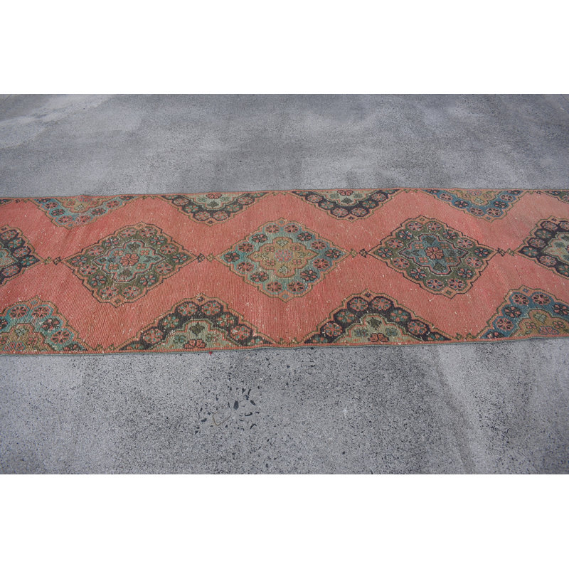 Tapis de couloir rétro en laine orange