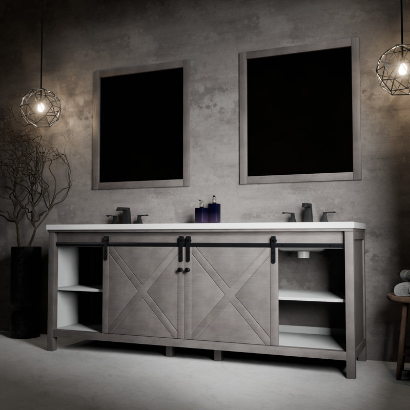Marsyas 84 in W x 22 in D Double Bath Vanity, Ash Grey