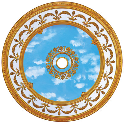 Motif de médaillon de plafond rond doré 51 po