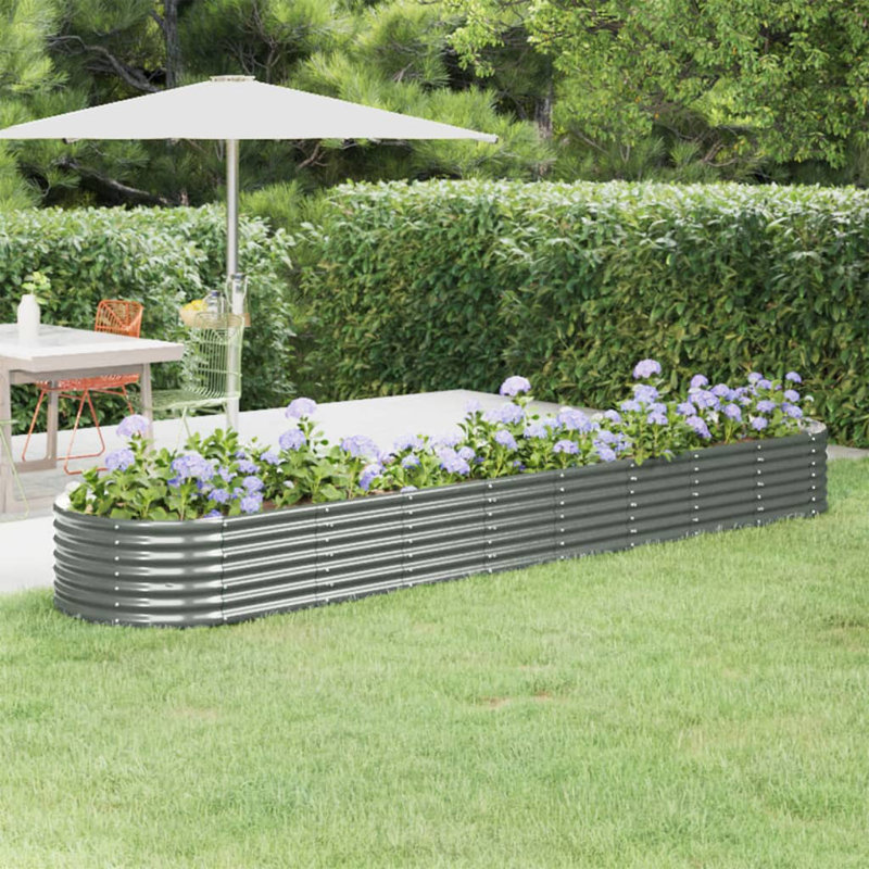 Anouchka Metal Raised Garden Bed, 14.2"H x 59.8" W x 31.5" D, Silver