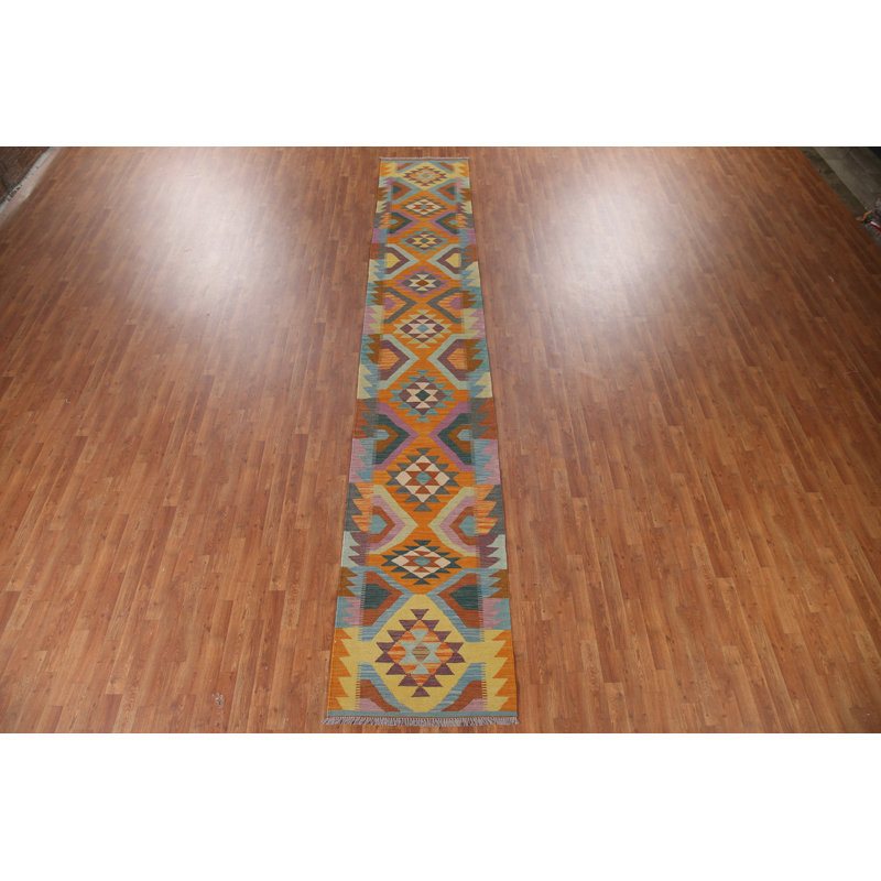 Tapis de couloir en laine South Western Kilim 3 x 16