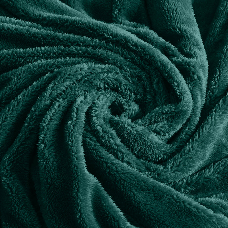 Misuzu Super Soft Reversible Sherpa Fleece Blanket, Single, Emerald