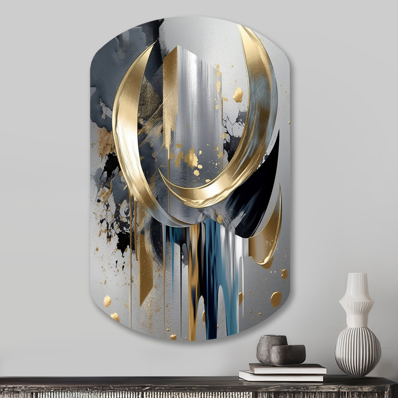 Abstrait formes et lignes I - art mural asymétrique en forme de cylindre de marbre abstrait, H 31 po x l 19 po