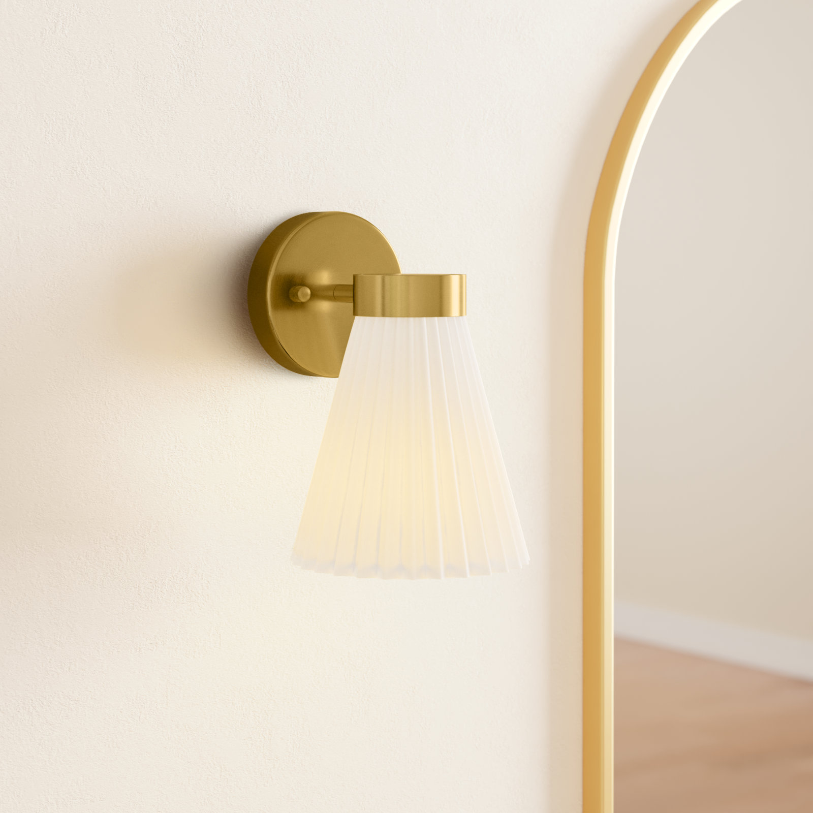 Viski Wall Sconce, Brass, White